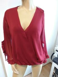 Bluse Rot Braun Chiffon von Sandrine  Gr 38/M  NEU M ETIKETT   TOP