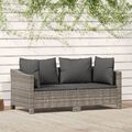 2-tlg. Garten-Lounge-Set mit Kissen Grau Poly Rattan