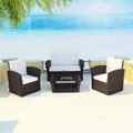 vidaXL 4-tlg. Garten-Lounge-Set mit Kissen Poly Rattan Braun ASS