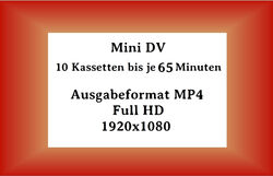 VHS, VHS-C, SVHS, Hi8, Digital8, Mini-DV Kassetten auf DVD oder MP4 Datei für TV