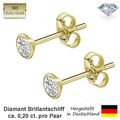 Ohrstecker Lab Grown Brillant Diamant 0,20 ct. 585 Gold 14 Karat Kopf 3,2 mm Neu