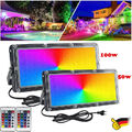 50/100W LED Fluter RGB Außen Strahler Flutlicht Scheinwerfer Gartenlampe Dimmbar