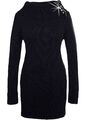 Neu Long-Pullover mit Rollkragen Gr 40/42 Schwarz Damenpullover Strick-Pulli