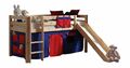 Hochbett mit Rutsche Pino Spielbett Kinderbett Einzelbett Natur / Domino