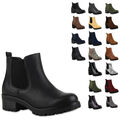 Damen Stiefeletten Chelsea Boots Profilsohle Blockabsatz Schuhe 901874 New Look