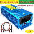 2000W 4000W Reiner Sinus Spannungswandler 12V auf 230V Wechselrichter 2AC LCD