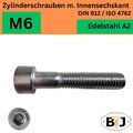 M6 - Zylinderschrauben Edelstahl A2-70 DIN 912 mit Innensechskant Zylinderkopf