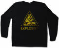 CAUTION EXPLOSIVE VINTAGE LOGO SIGN LANGARM T-SHIRT Explosion TNT Bomb