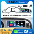 6+128GB Carplay Autoradio Für Audi A6 C6 4F MMI 3G 2010-2012 Android 13 GPS DAB+