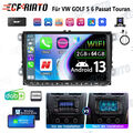 DAB+ 2+64G Autoradio Android 13 Carplay GPS Für VW GOLF 5/6 Touran Passat Tiguan