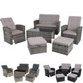 Alu Rattan Lounge Sitzgruppe Gartenmöbel Garnitur Sofa Sessel Hocker Tisch Set