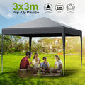 Pop-Up 3x3m Pavillon Gartenzelt UV Faltpavillon Gartenpavillon Partyzelt Stabil