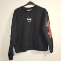 DGISHP Damen Sweat-Pullover Gr. M schwarz mit Rosen am Arm