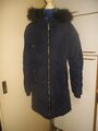 H&M WINTER-MANTEL JACKE STEPPMANTEL blau  Gr. S/36/38 FELL-KAPUZE