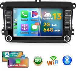 2+64GB Autoradio Android 13 Carplay GPS Navi für VW GOLF 5 6 Passat Touran Polo