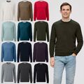 S.OLIVER Herren Pullover Fein-Strick Pulli Rundhals-Ausschnitt gesticktes Logo