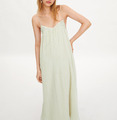 Zara Maxikleid Stickerei Trägerkleid Plissee Chiffon Embroidered Long Dress - S