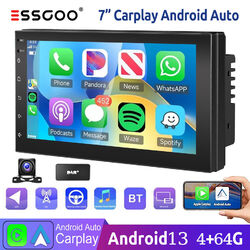 DAB+ Autoradio 7" 2 DIN +Kam Carplay Android 13 4+64G GPS USB RDS BT Touchscreen