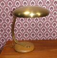 70er Jahre Tischleuchte Messing matt Holz Ufo Lampe golden lamp sputnik brass