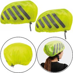 2x Helmüberzug Fahrradhelm Regenschutz Regenhaube Regenüberzug Sichtbarkeit Neon