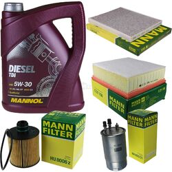 MANN-FILTER Inspektionspaket MANNOL 5L Diesel TDI 5W-30 für Fiat Doblo