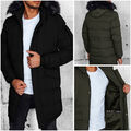 Herren Steppjacke Winterjacke Wintermantel Kapuze Jacke mit Fellkapuze DSTREET