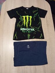 Monster Energy T-Shirt Gr.122/128 und H&M Tanktop für Jungs