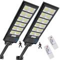 2X LED Solar Straßenlampe mit Bewegungsmelder Straßenlaterne Solarleuchte +Fernb