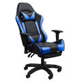 Gaming Stuhl Drehstuhl Leder/Stoff Bürostuhl Schreibtischstuhl Schwarz/Blau