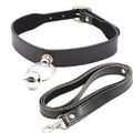 Halsband mit Leine und Glöckchen🔥Bondage BDSM SM Kunstleder Schwarz Sklave🔥