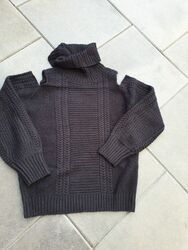 Pulli, schwarz, Gr. M , Strickpullover, Rollkragen, Schulterfrei, Noisy may