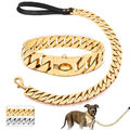 Kettenhalsband Hundehalsband & Hundeleine 3cm Breit Metall Halsband für Pit Bull