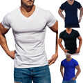 Herren Basic Sommer Shirt Sportshemd Slim Fit Tops Freizeit Kurzarm T-Shirt Hemd