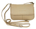 Kleine Damen Umhängetasche Echt Leder Schultertasche Handtasche beige Qualität