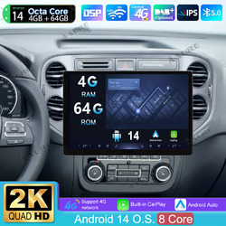 13" Android 14 Autoradio Apple Carplay WiFi GPS Navi Für VW Tiguan 5N 2007-2016
