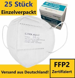 50x FFP2 Masken CE2163, zertifizierte Atemschutz Mundschutz Gesichtsschutz Deutscher Händler - Versand aus Deutschland - schnell!