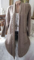 Warme Damen Strickjacke Cardigan Lang Strick Jacke Oversize Beige-Cognac 38-42