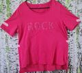 Sheego T-Shirt Pink Gr. 44/46, Glitzer Aufdruck "ROCK"