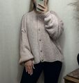 Oversize Onesize Mioni Strickjacke Rosa Goldene Knöpfe Kuschelig Cardigan Pulli 