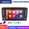 Für Audi A3 8P 03-2013 S3 RS3 7" Carplay Autoradio 2+32G Android 13 GPS NAV RDS