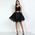 7 Lagen Rock Tüll Tutu Röcke Damen 50cm Midi Petticoat Hohe Taille Ballettrock