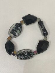 Armband Damen Armkette Modeschmuck mit Glassteinen Schwaz / durchsichtig