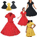 Damen Vintage Rockabilly Retro Kleid 50er 60er Jahre Partykleid Abendkleid