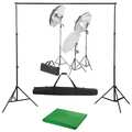 Fotostudio Set Lampen-Set Hintergrund Schirm Hintergrundsystem Studioset vidaXL