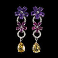 Valentinstag 925 Silber Ohrringe Birne Citrin Amethyst Natur Edelstein Schmuck