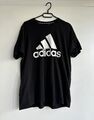 Schwarzes T-shirt mit weißem Logo von Adidas in Größe L.