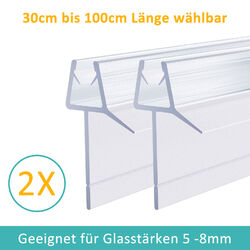 2X Duschdichtung Ersatzdichtung Wasserabweiser Dusche Dichtungen 5mm 6mm 7mm 8mm✅5mm bis 8mm wählbar ✅ 30cm bis 100cm ✅ transparent