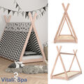 Kinderbett Indianer Bett Kinderhaus Holz Hausbett 90x200cm Tipi Natur VitaliSpa