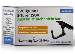 ANHÄNGERKUPPLUNG vert. abnehmbar passt für VW Tiguan II ab 16 +7pol ESatz ECS