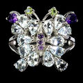 925 Sterlingsilber Ring Aquamarin Amethyst Peridot Butterfly Edelstein Schmuck